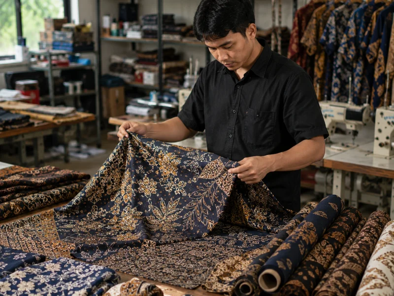 Batik custom untuk perusahaan dan travel haji-umrah produksi Kurnia Jaya, Tangerang Selatan