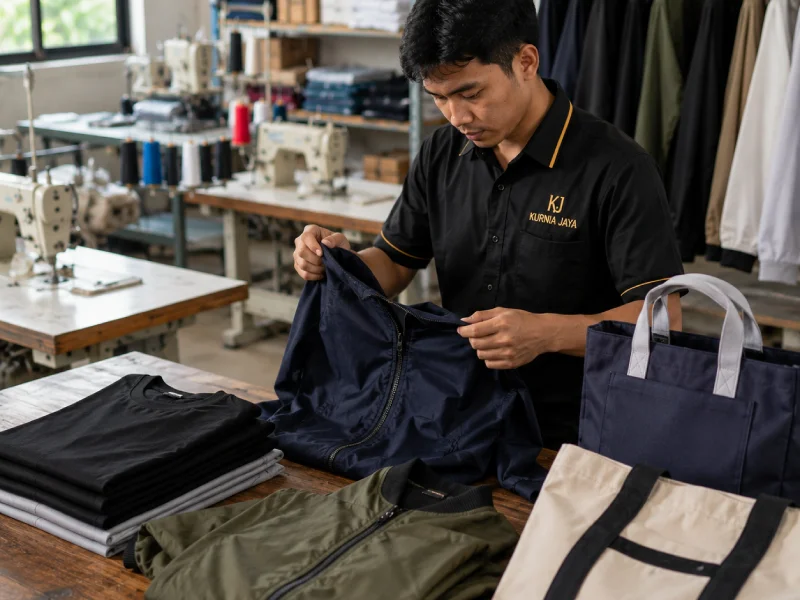Produksi kaos, jaket, dan tas custom di Kurnia Jaya, lini tercepat untuk komunitas dan sekolah di Tangerang Selatan