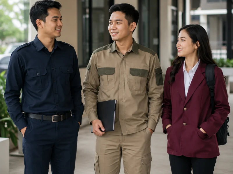 Konveksi PDH, PDL, dan almamater custom untuk instansi, kampus, dan organisasi produksi Kurnia Jaya di Pondok Aren